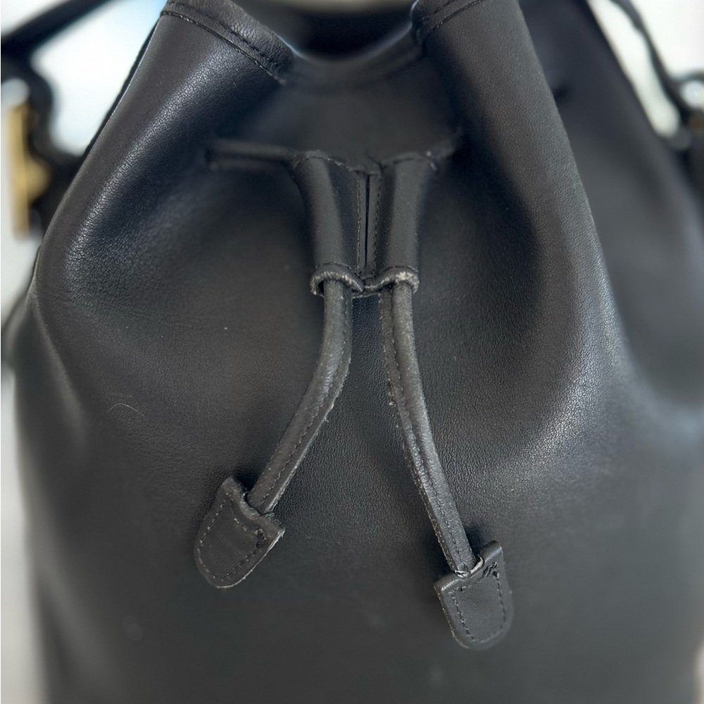 Coach vintage Black Leather Drawstring Bucket Bag